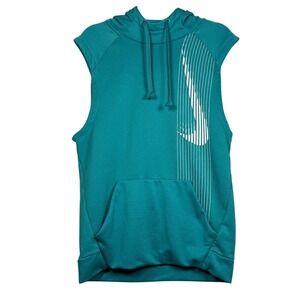 NIKE Men's Dri-FIT Sleeveless Training Hoodie, Teal, Size Small